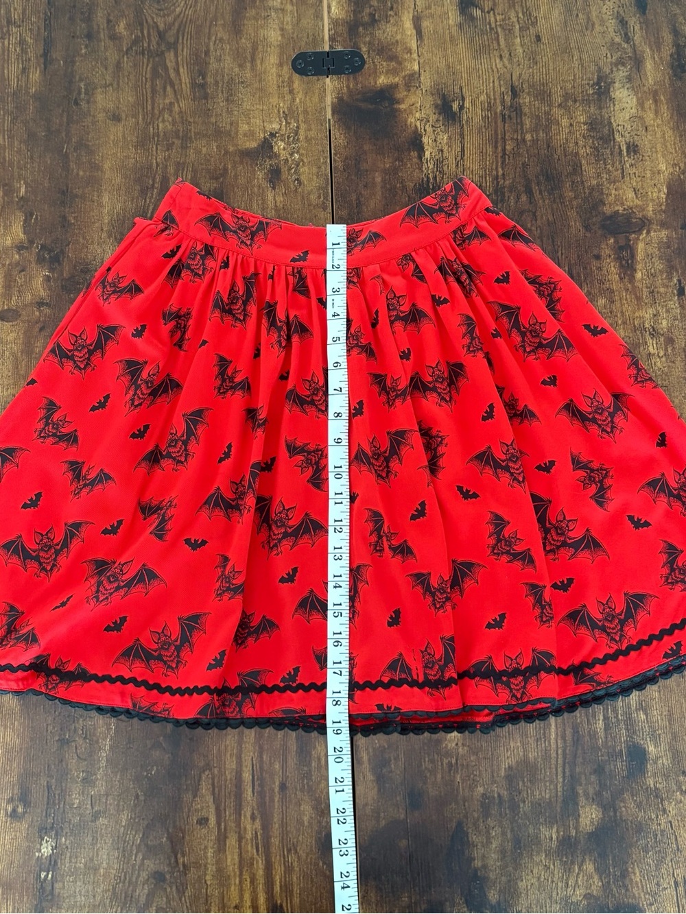 Sourpuss Bat Attack Red Blk Skater Skirt Halloween Horror Rockabilly Spooky Goth - Picture 4 of 8